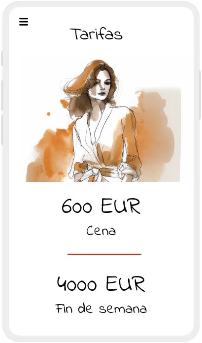 Sitio web profesional para escorts con biografía, tarifas y formulario de contacto personalizado.